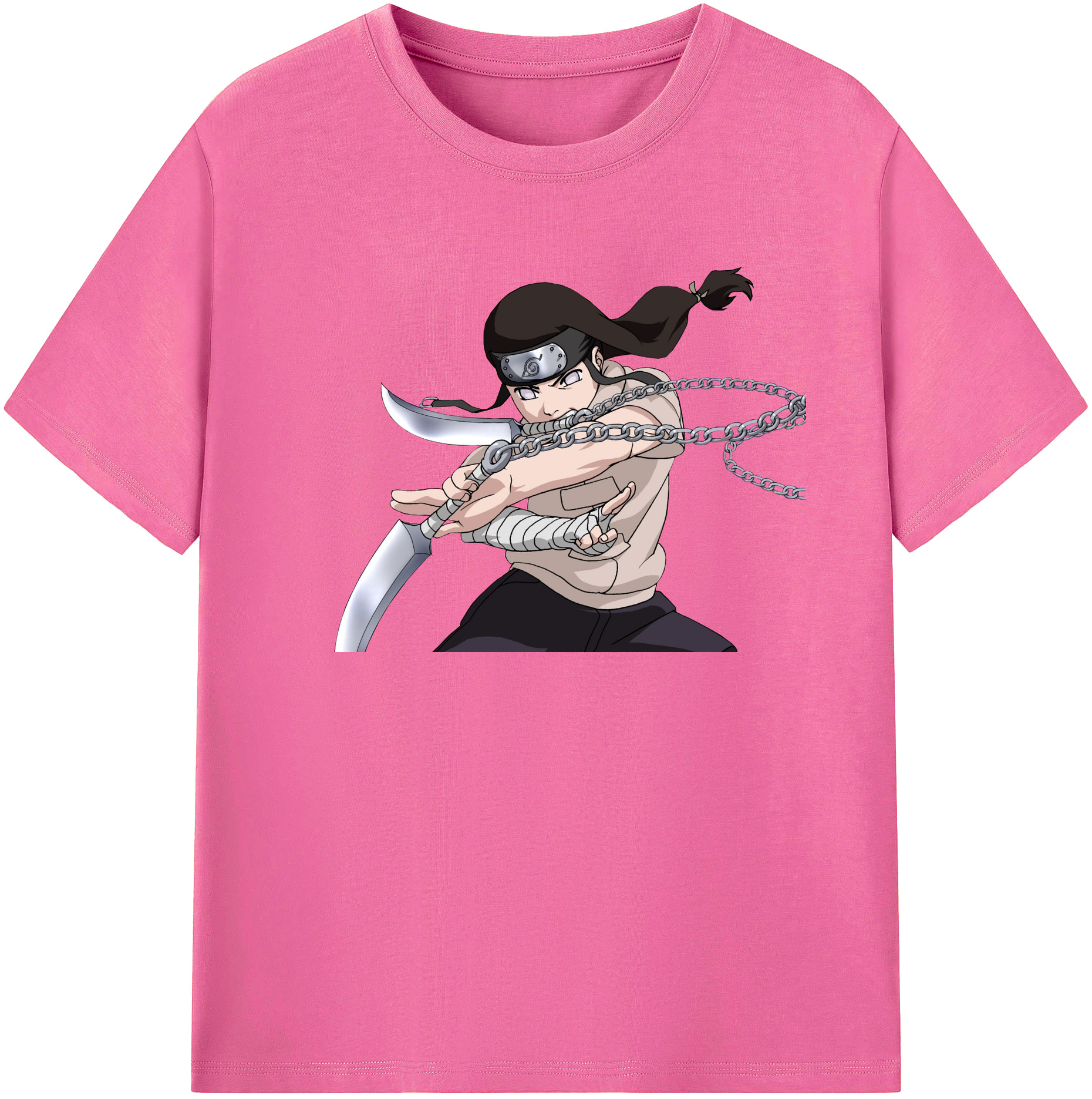 （画像用） NARUTO -ナルト- 日向ネジ Hyūga Neji レディースカジュアルプリントTシャツ（綿100％）